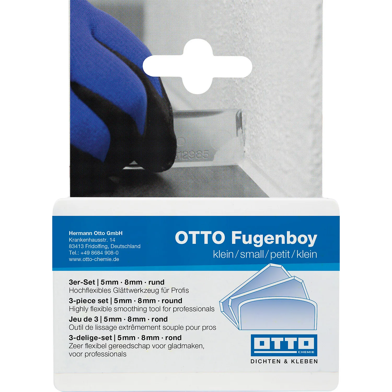 OTTO Fugenboy klein 3er Set in Originalverpackung, Silikonabzieher für schmale Fugen im Sanitärbereich