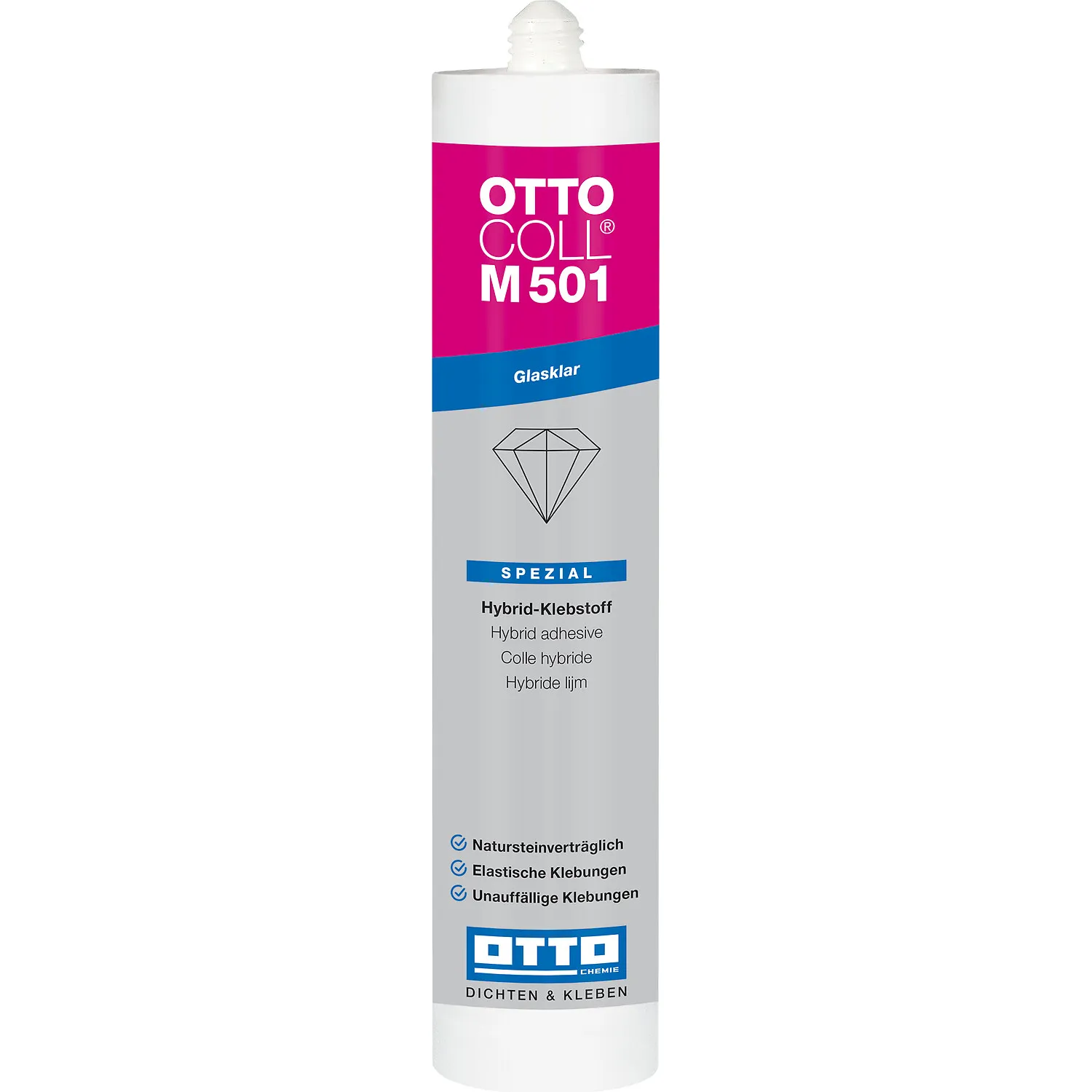 Ottocoll M501 glasklarer Hybrid Klebstoff 310ml, transparenter Montagekleber für sichtbare Klebefugen