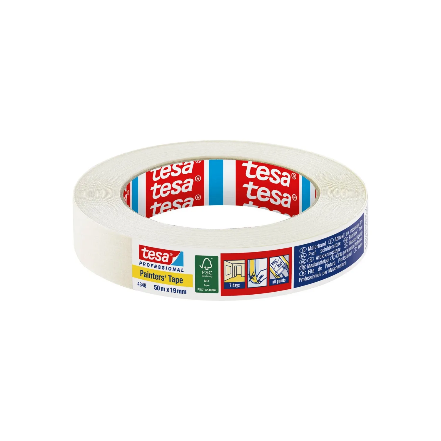 Tesa Tesakrepp 4348 Kreppband Naturkautschuk-Klebmasse 19 mm x 50 m