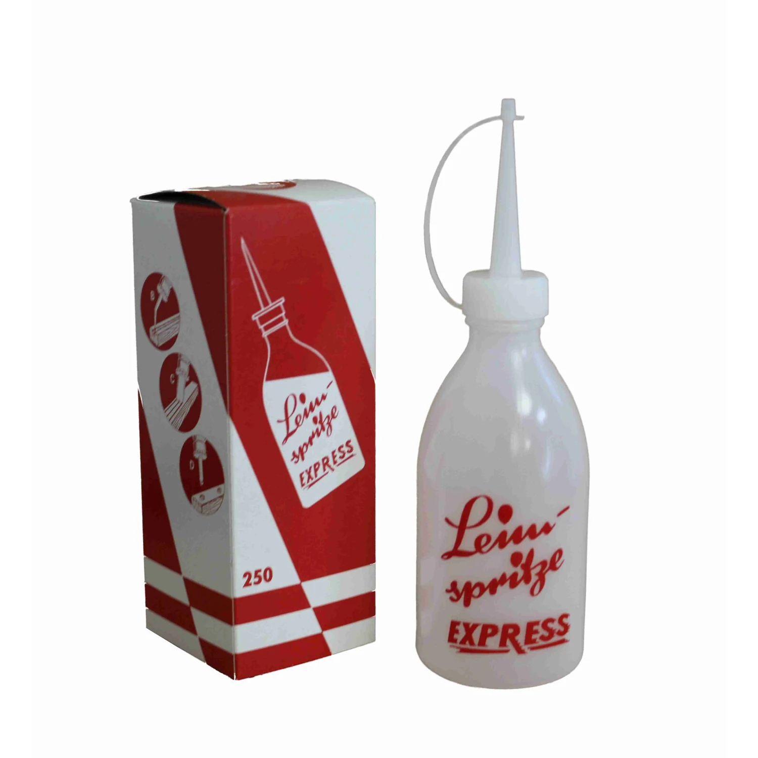 Leimflasche leer mit Dosierspitze, 250 ml transparent