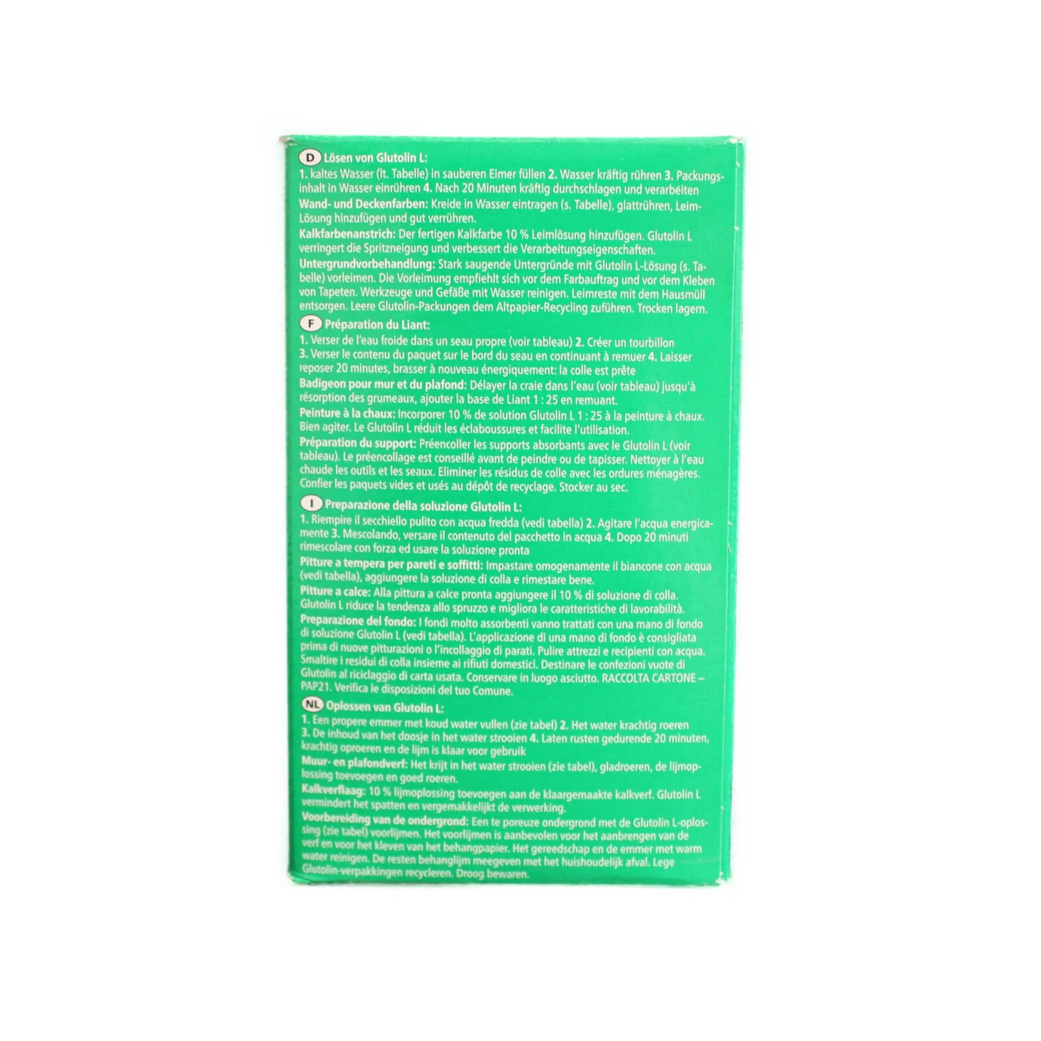 Glutolin L Farbenleim Bindemittel, Packung 125 g