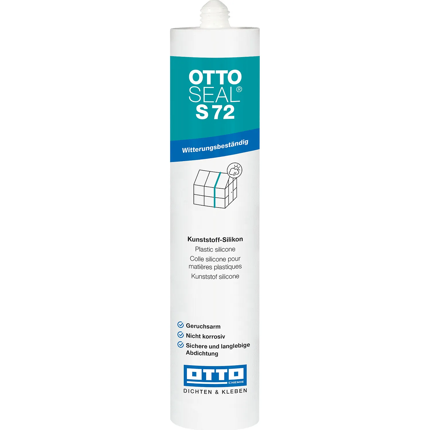 Ottoseal S72 Kunststoff Silikon Kartusche, elastischer Dichtstoff für Kunststofffugen und PVC-Verklebung